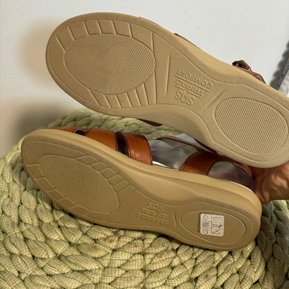 SAS Aztex Brown Leather Huarache Ankle Strap Flat Comfort Sandals WIDE - Picture 10 of 11